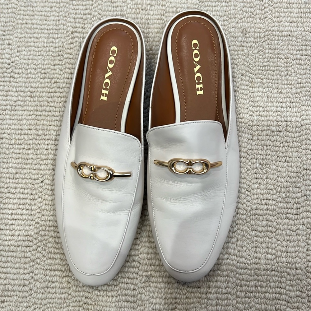 Women’s coach ivory mules - tried on 1 time! Size 7.5